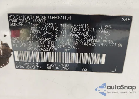 2006 Toyota Rav4 Sport z USA, uszkodzony, nr VIN JTMZD32VX65006065